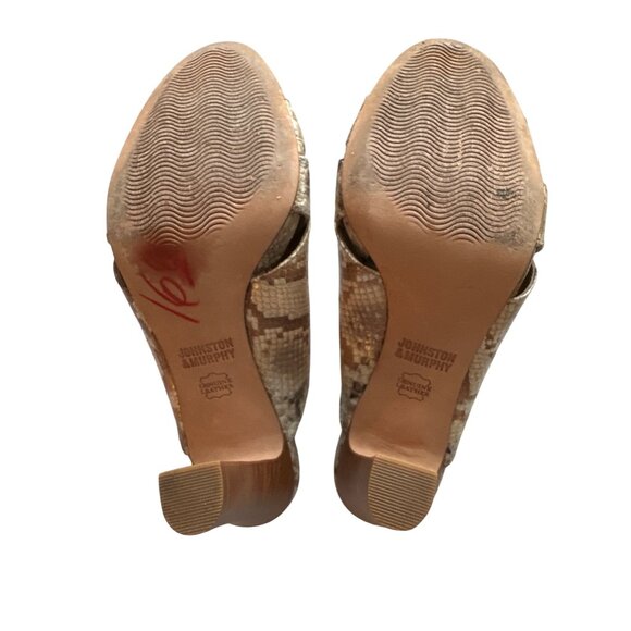 Johnston & Murphy Slip On MulesGreen Gray  Open-Toe Snake Print Leather Size 7.5 - Picture 6 of 8